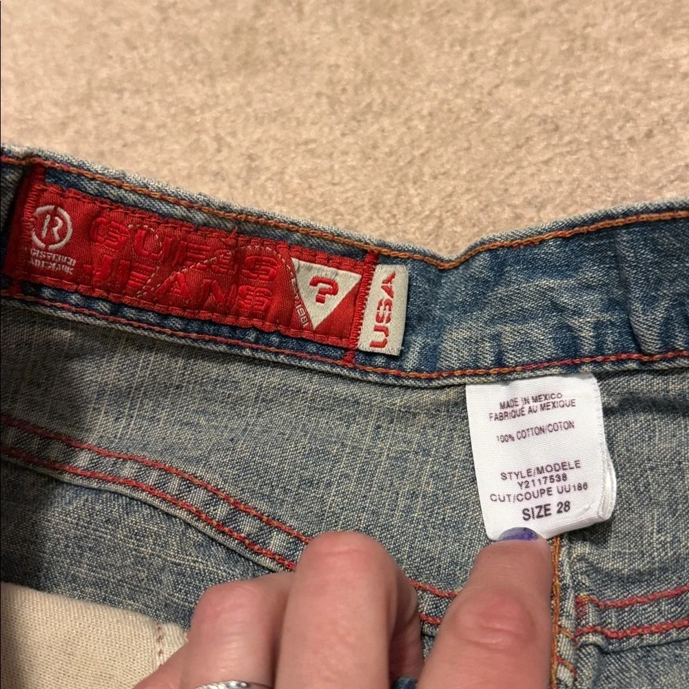 Guess vintage Denim Star-Patterned Skirt size 28
